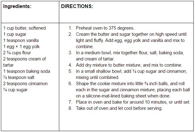 snickerdoodles recipe card picture
