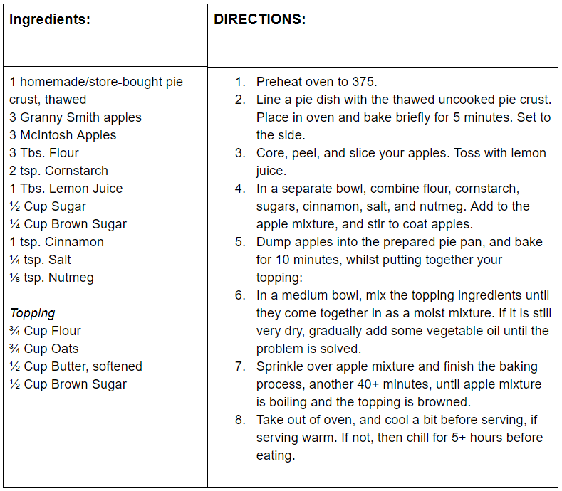 dutch apple pie recipe card picture